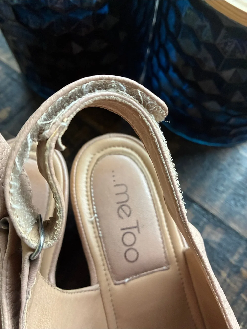 me too Neutral Tan Crisscross Wedge Sandals